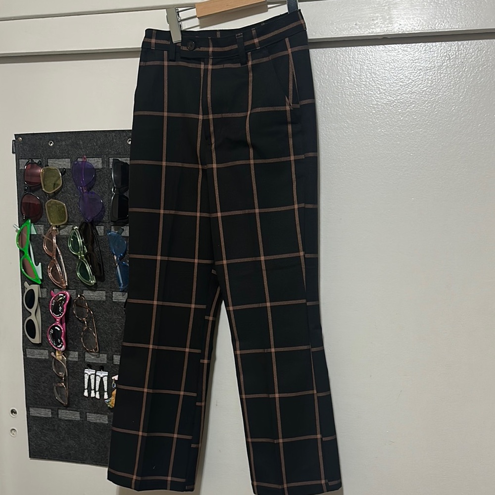 Men's Black and Brown Checkered Pants